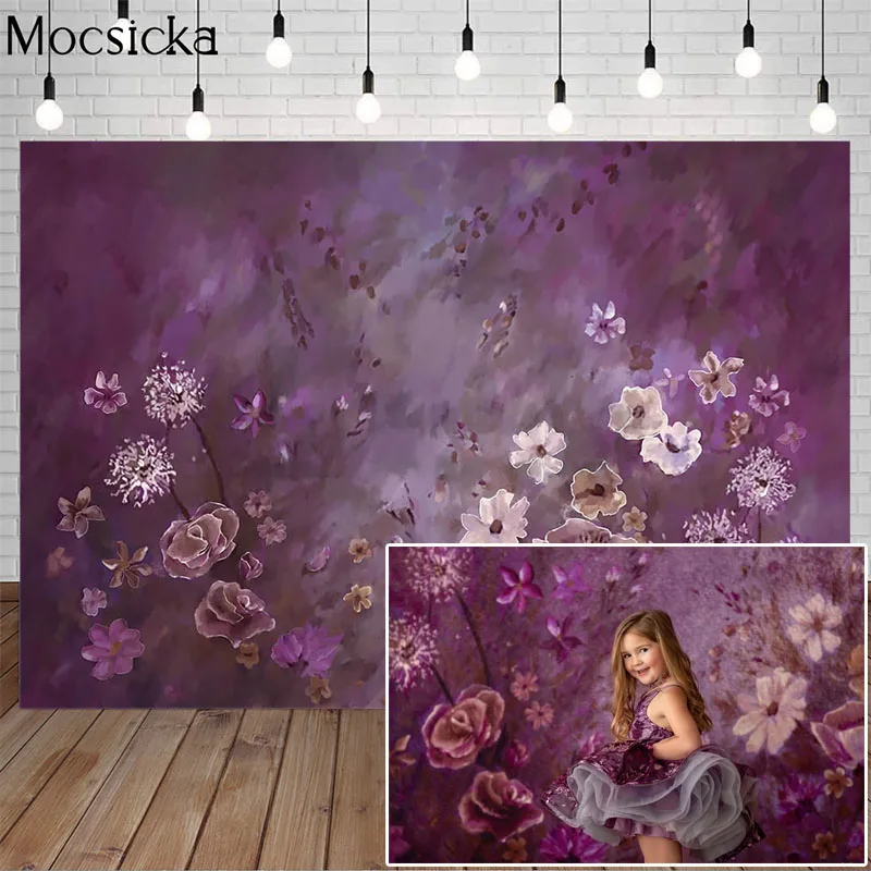 Винтажный синий цветочный фон для фотосъемки новорожденных детей абстрактная