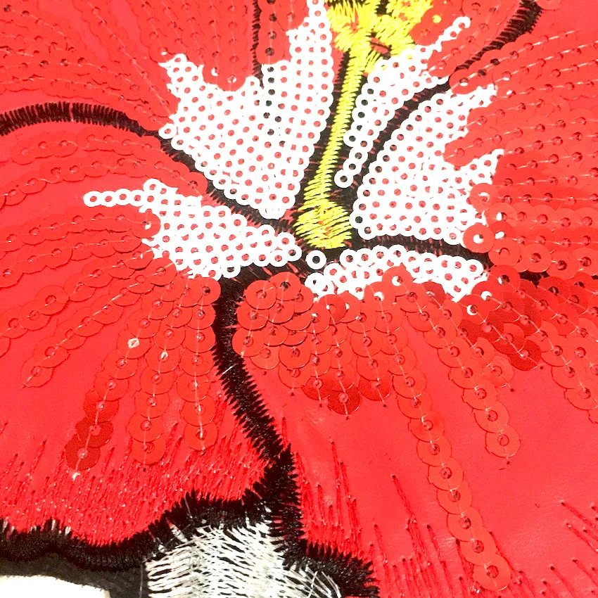 1 шт. Большая красивая нашивка с блестками и красными цветами аппликация нашивки