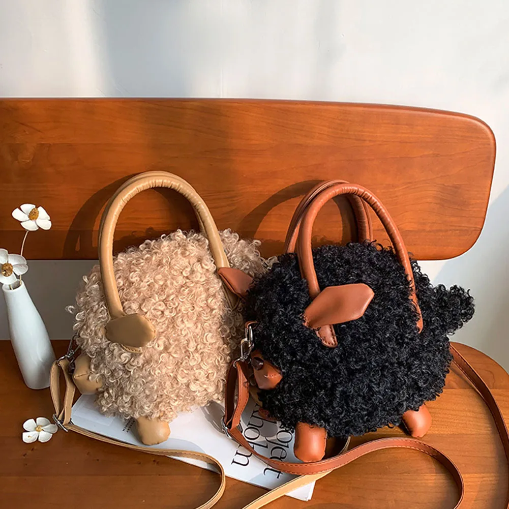 

Женские сумки на плечо, плюшевые сумочки из овечьей шерсти, пушистые маленькие сумочки под подмышку, вечерние сумочки в стиле ретро, модные ...