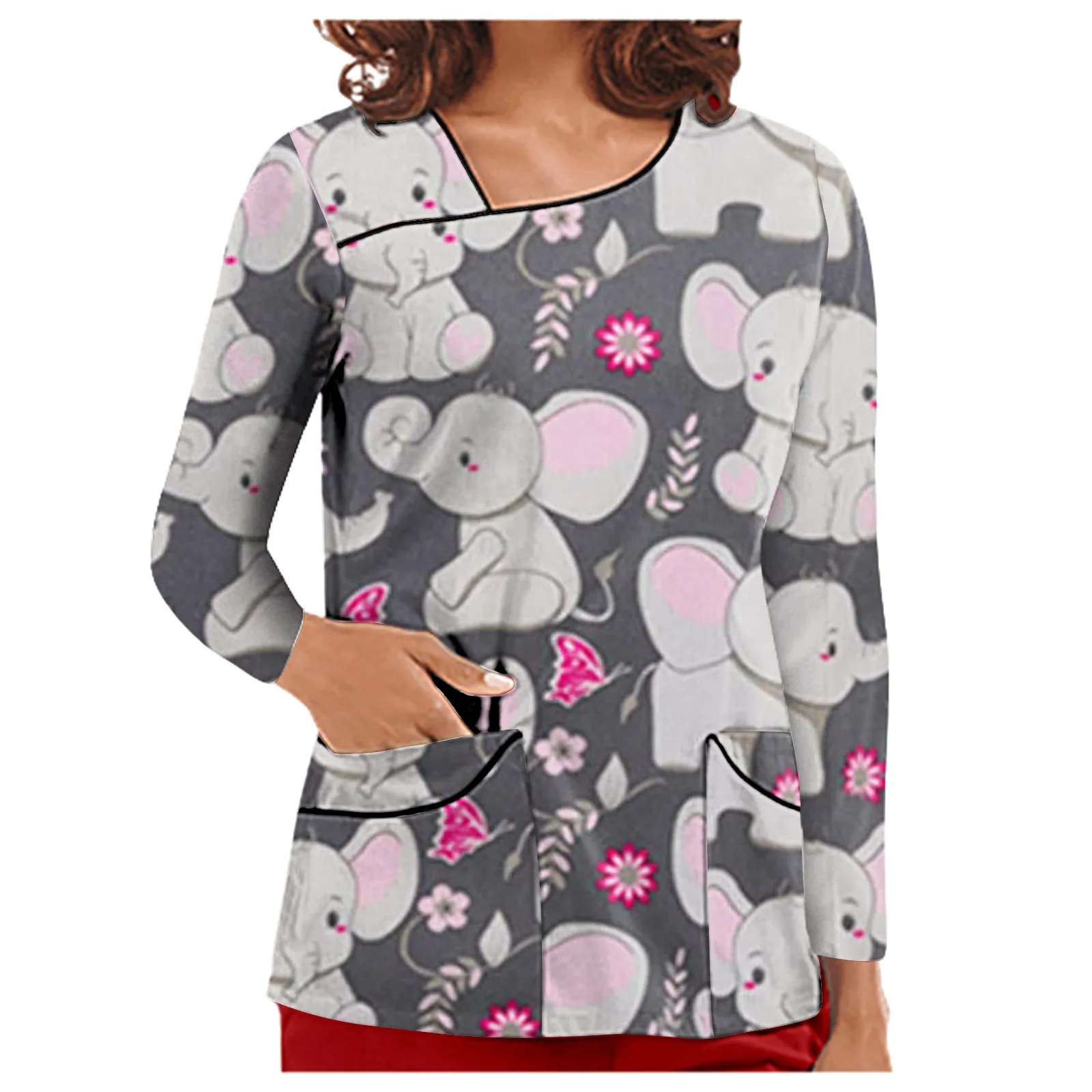 Модная униформа медсестры с V-образным вырезом и длинным рукавом осенне-зимняя