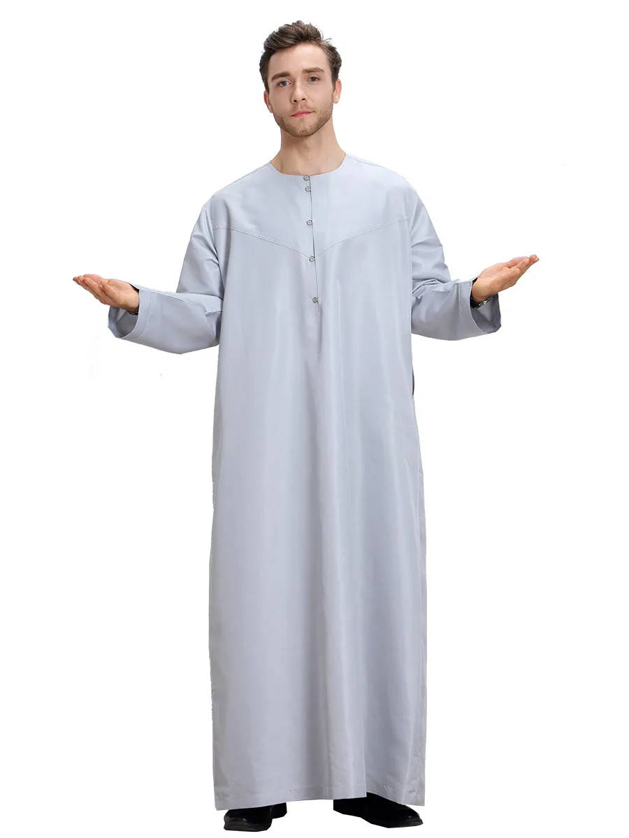 

Muslim Men Jubba Thobe Kimono Long Robe Kaftan Solid Saudi Musulman Wear Abaya Caftan Islam Dubai Arab Dress Islamic Clothing