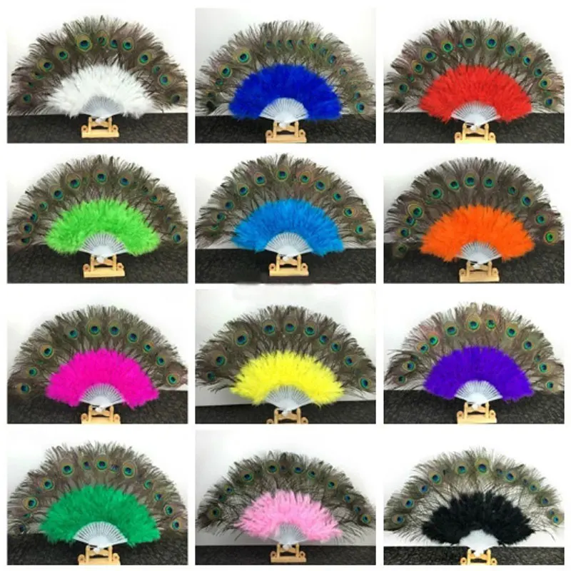 

Peacock Feather Hand Fan Dancing Bridal Party Supply Decor Woman Accessories Marabou Feathers New Fashion Supplies