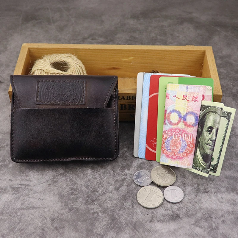 Кошелек для мелочи мужской и женский из коровьей кожи винтажный с отделением 100% |