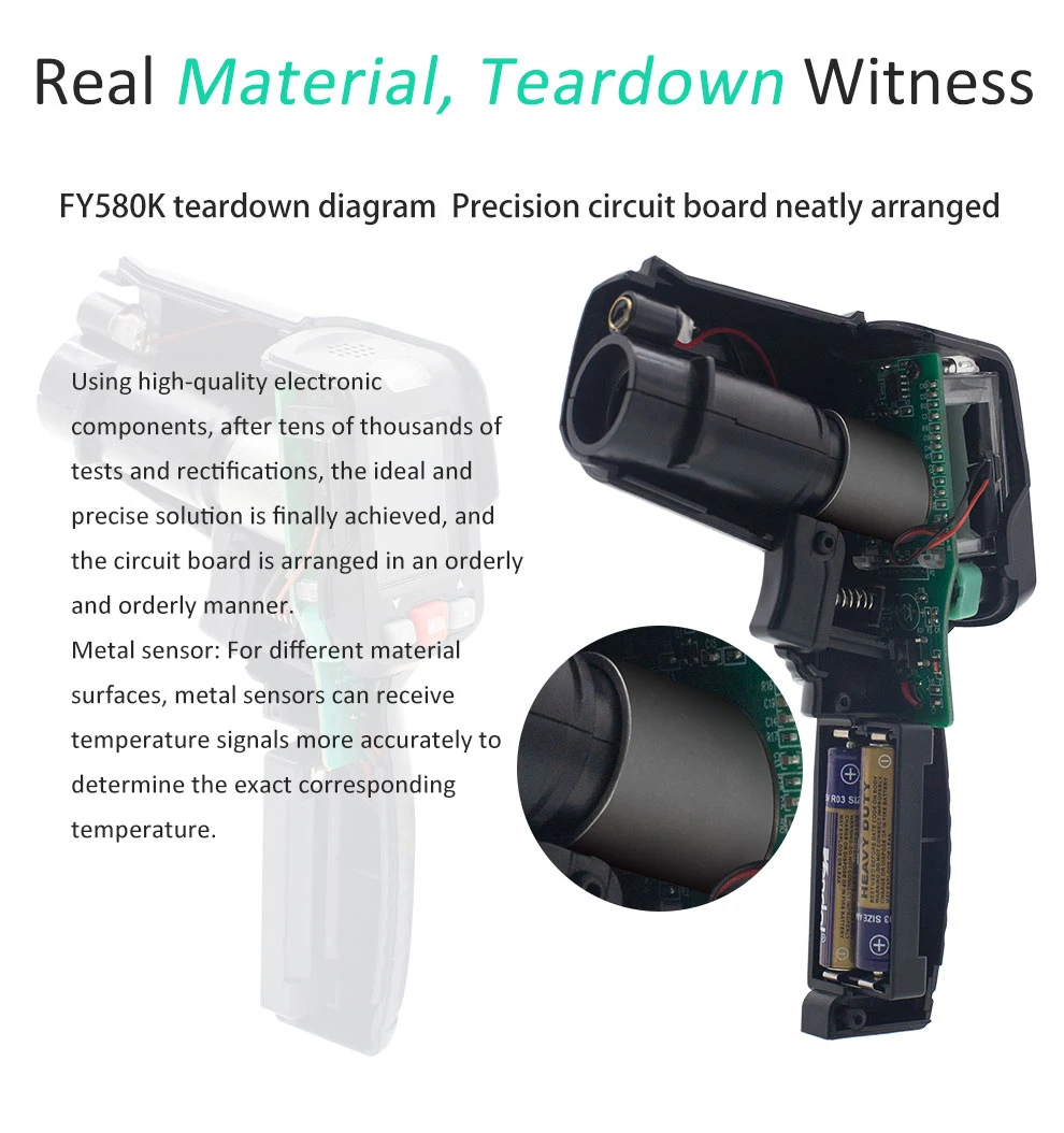 

MAXRIENY BTM11 Infrared Thermometer Non-Contact IR Digital Pyrometer Temperature Meter Gun Point -50~580 Degree + Alarm + Color