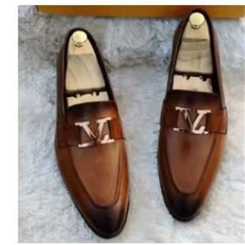

Men's Leather Shoes 2021 Spring And Autumn New Low Top Pu Personalized Decorative Foot Covering Single Shoes Men's Shoes