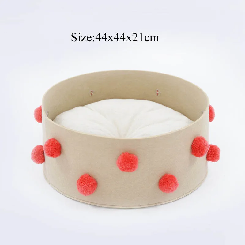 beige with ball Теплый фетровый домашний домик для кошек, лежак для собак среднего размера, ручная стирка, уличная палатка для щенков - Цвет: beige with ball