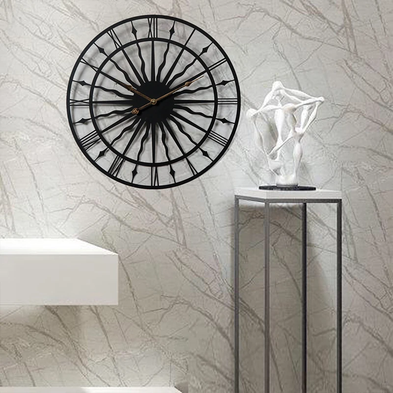 Настенные часы в стиле ретро 20 дюймов бесшумные большие железные для украшения
