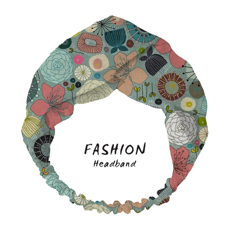

2021 Women Headband Fashion Print Bohemian Wide Turban Twist Knitted Hairband Girls Makeup Elastic Hair Bands Accessories
