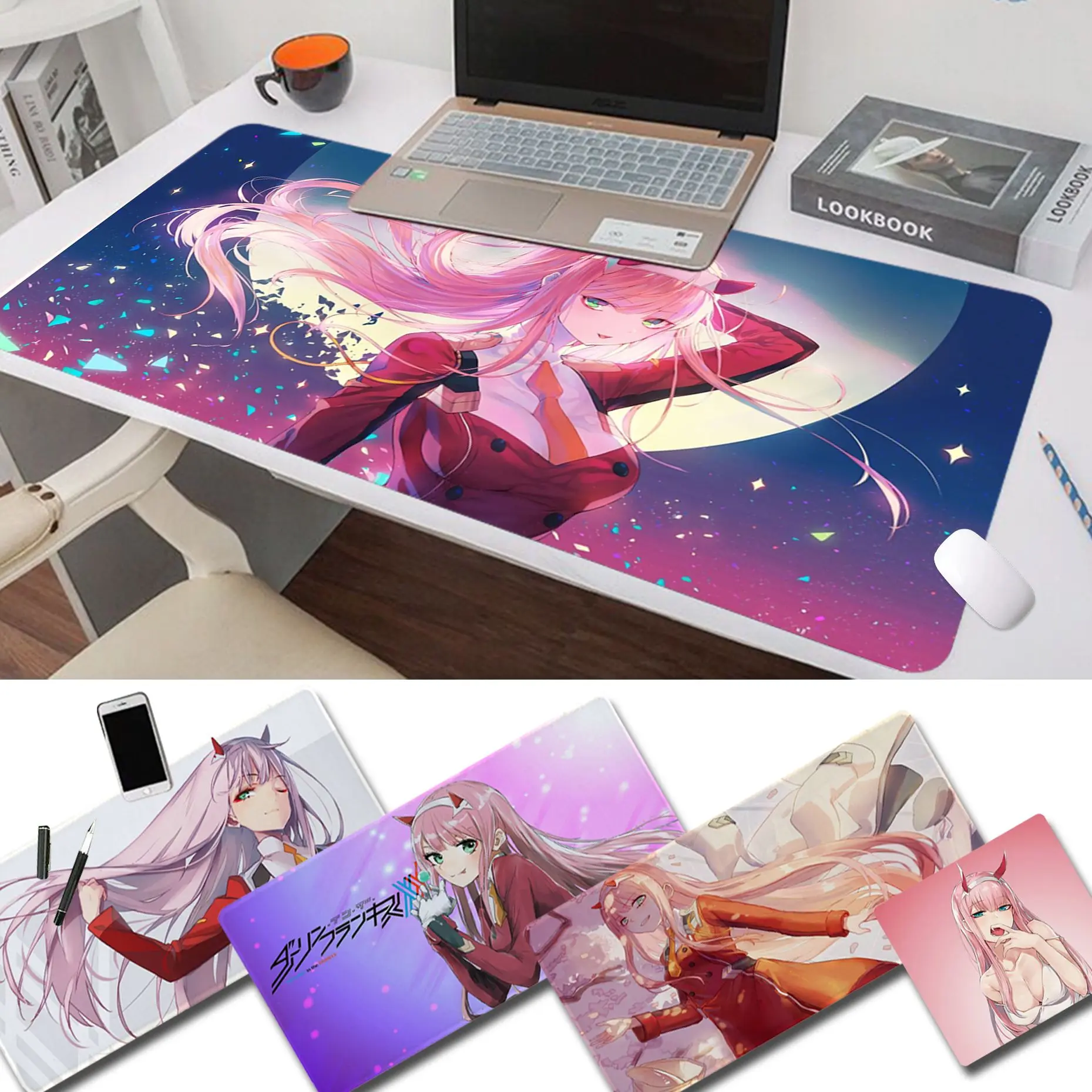 Большой игровой коврик для мыши YNDFCNB darling в franxx размер XL с фиксирующей кромкой