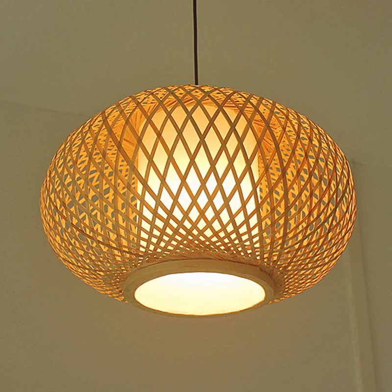 

Hand-woven bamboo chandelier, Japanese E27 dining room bedroom, rustic rattan art lamp, hanging objects in the living room