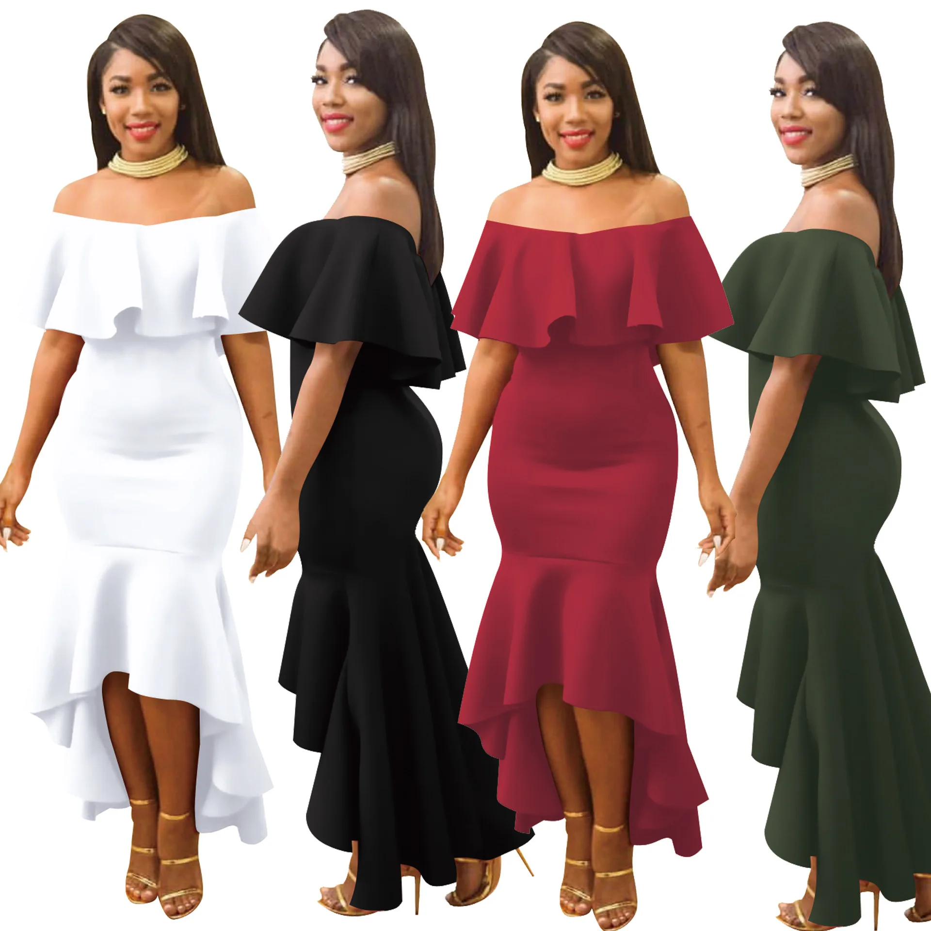 Многослойное платье с волнистым соединением в европейском и американском стиле