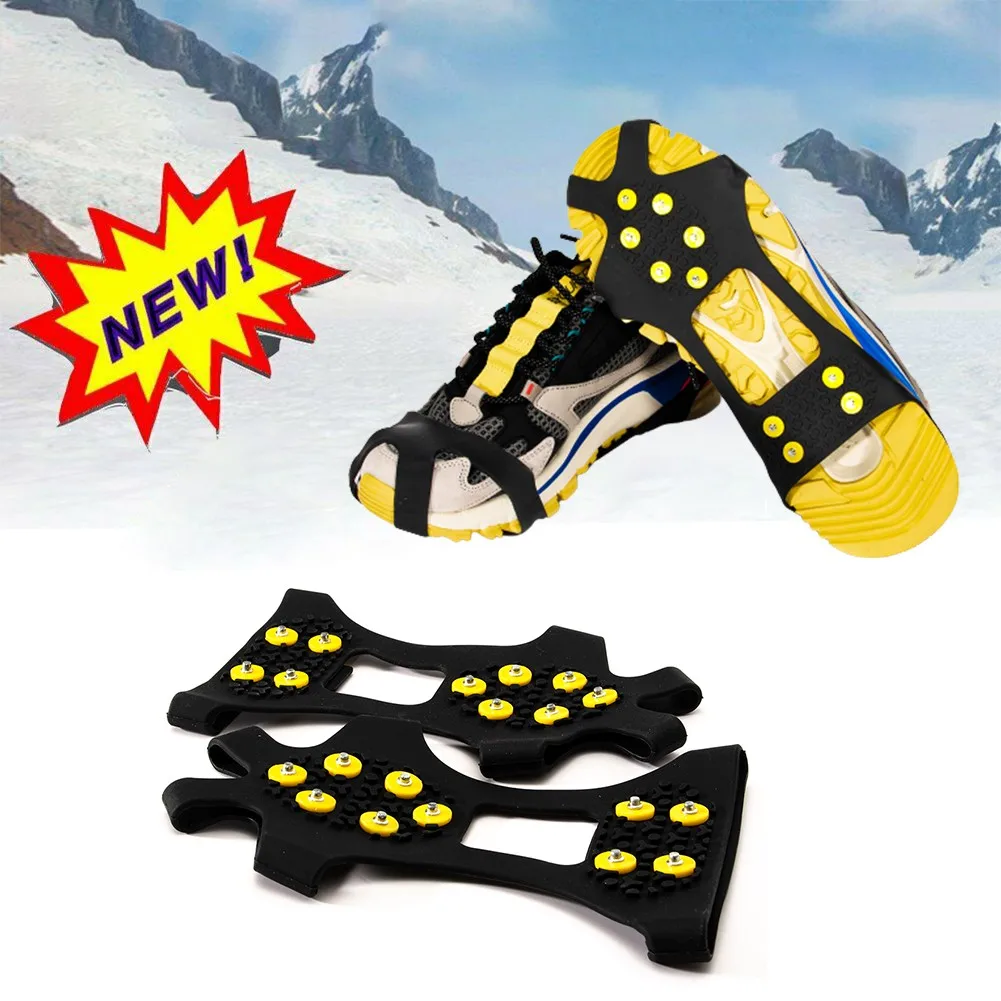 

10 Studs Anti-Skid Crampons Snow Ice Climbing Shoe Spikes Grip Cleats Shoe Cover Walking Hiking On Ice For Winter Sports