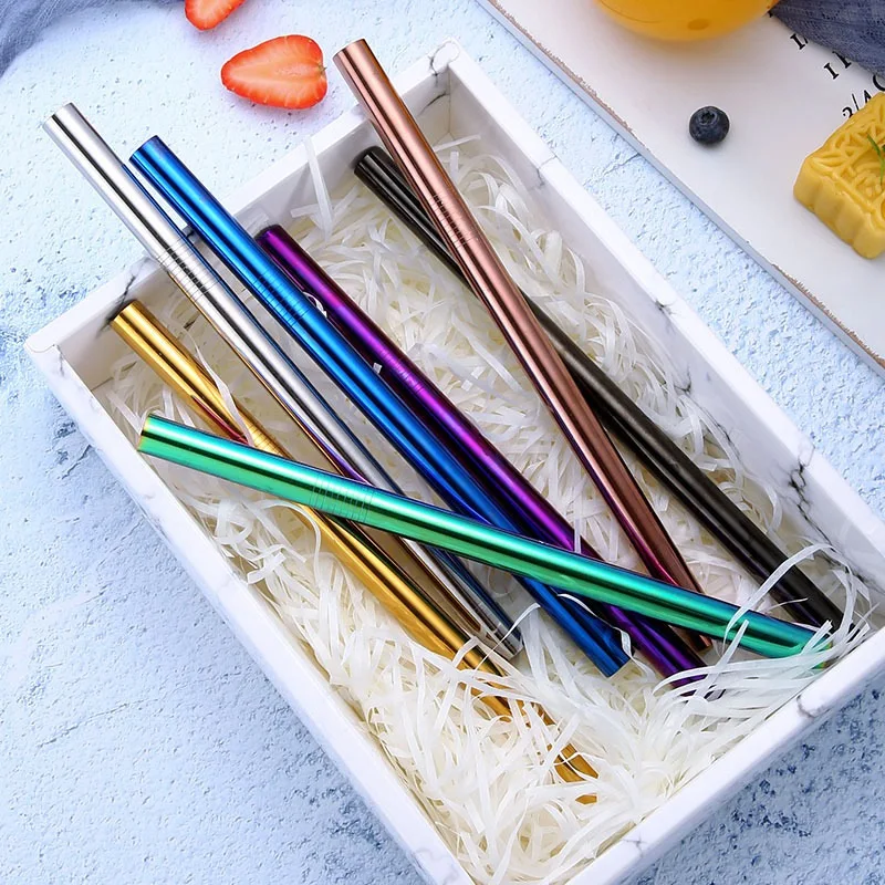 

Metal Straw 304 stainless steel Straw Environmentally friendly Reusable straw Available in multiple colors 21.5*1.2cm