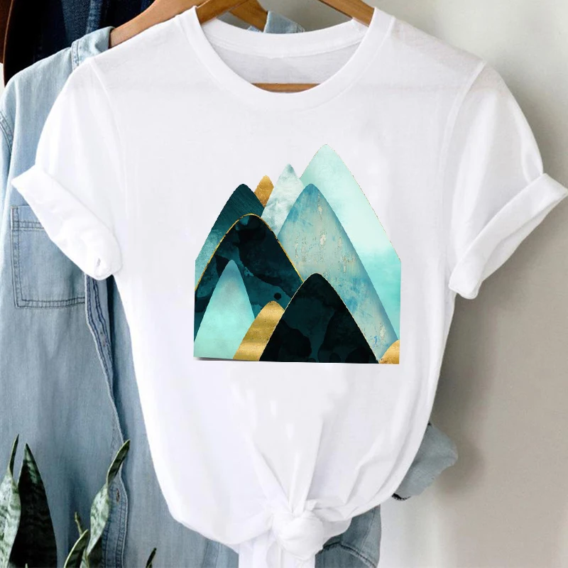 

T-shirts Women 90s Style Trend Mountain Travel Geometric Fashion Clothes Graphic Tshirt Top Lady Print Female Tee T-Shirt