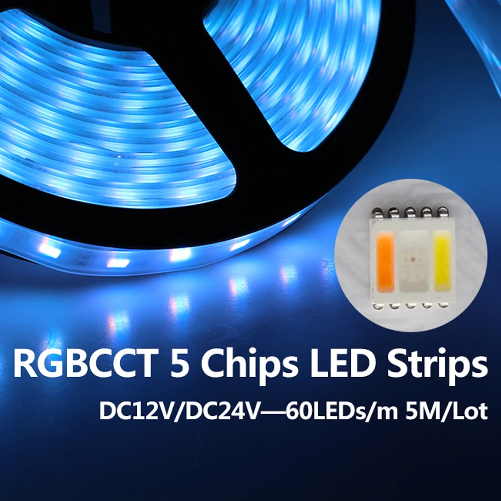 12 В 24 SMD5050 4 в 1 5 RGB + CCT RGBW WW Светодиодная лента теплый белый 60 светодиодов/м IP20 IP65