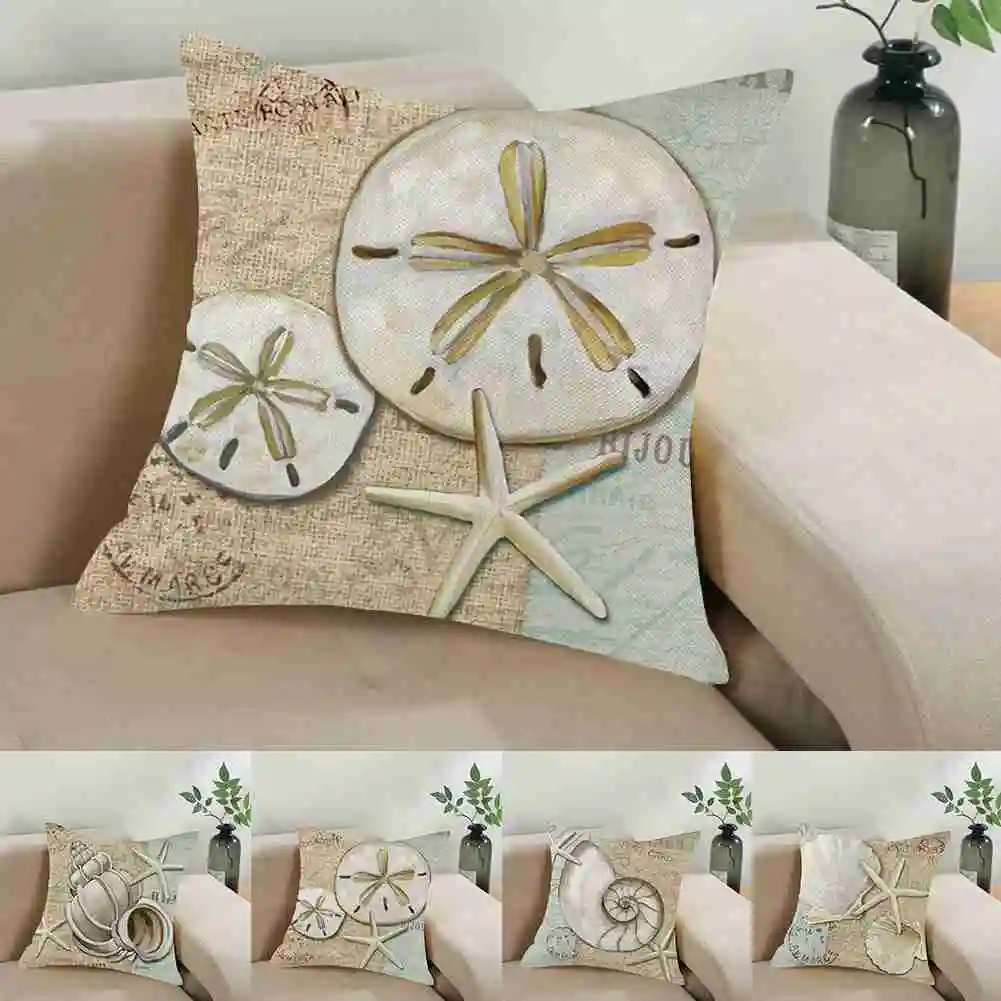 

Seashells And Starfish Marine Animals Throw Pillows Cover Print Pillowcases Living Room Decoratiion Accessories Pillow For Slepp