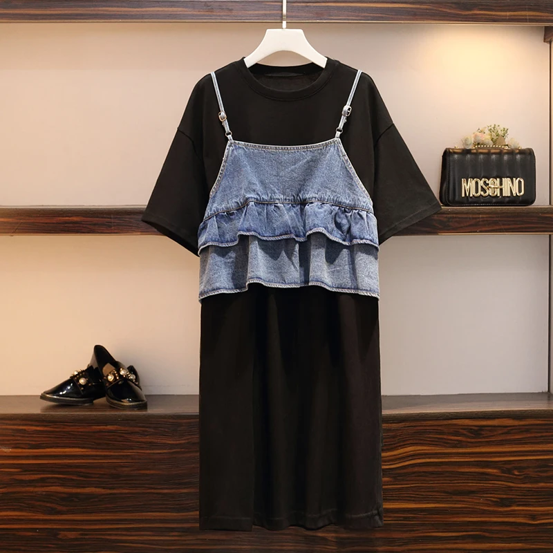 Женский комплект из 2 предметов летнее платье с коротким рукавом и бретельками