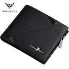 Мужской тонкий кошелек из натуральной кожи WILLIAMPOLO, мини-кошелек, повседневный дизайн, Двойные кошельки, брендовые короткие тонкие кошельки с отделением для карт