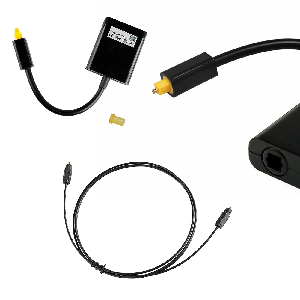 

Digital Optical Splitter 1 To 2 Audio Out Hub 5ft SPDIF Optical Fiber Cable 24K Gold Plated Terminal Device