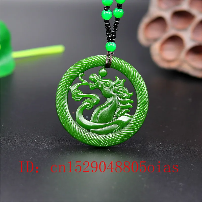 Натуральный зеленый нефрит лошадь кулон бусины ожерелье Модные очаровательные