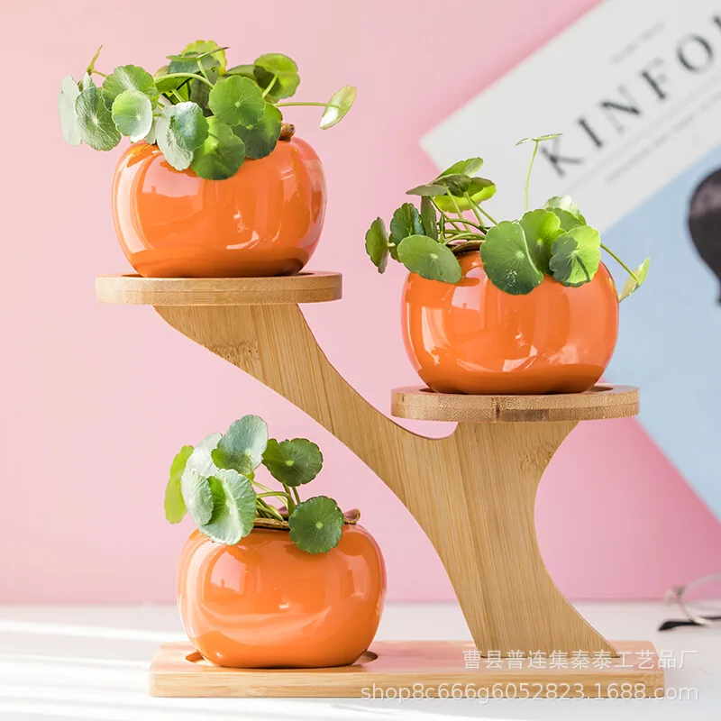 

Мини стойка для цветочных горшков, Настольная Многоуровневая небольшая стойка для цветов, мясистый подоконник с зеленым ананасом, украшени...