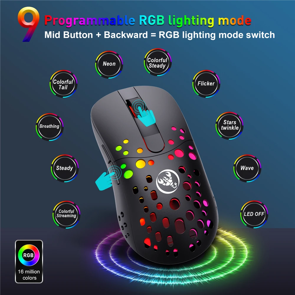 

T100 RGB Macro definition wired and wireless dual-mode mouse
