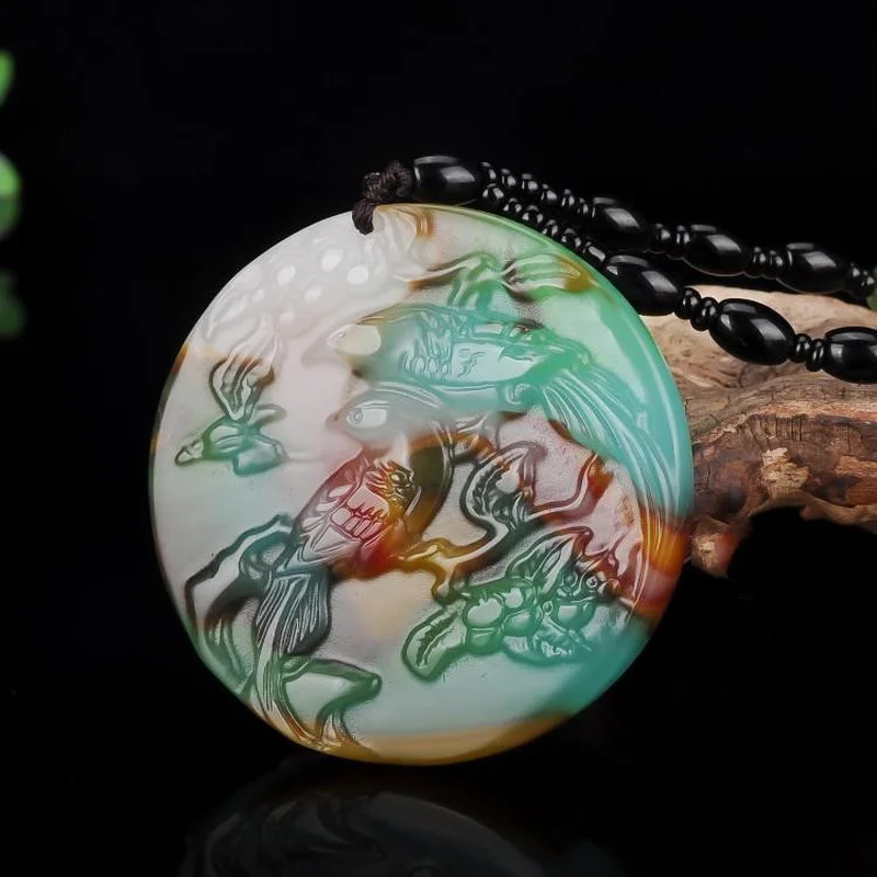 

Xinjiang Colorful Jade Magpie Pendant Beaming Men and Women Pendant Necklace Jewelry