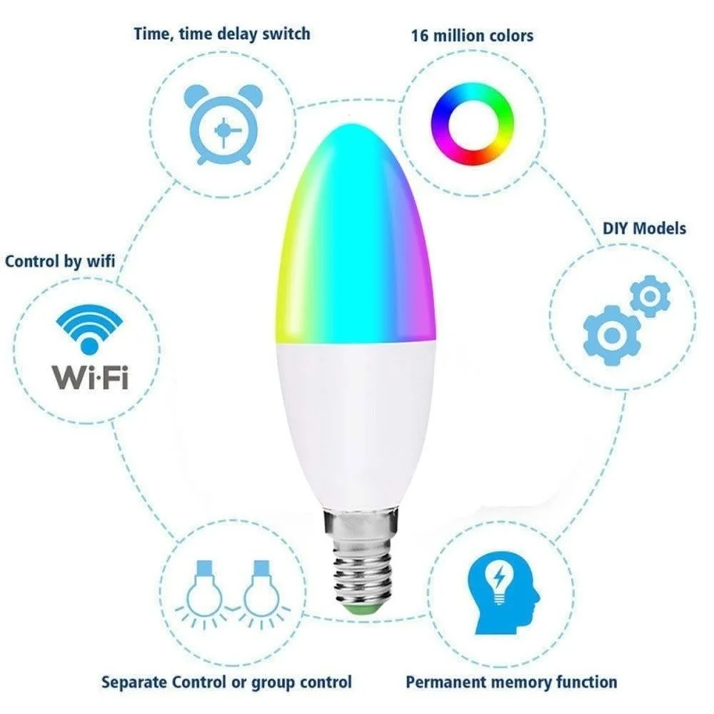 15 Вт E26 E27 E14 B22 WiFi умный светильник Светодиодная лампа приложение управление Alexa