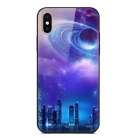 for apple iphone x phone case tempered glass case back cover with black silicone bumper star sky pattern