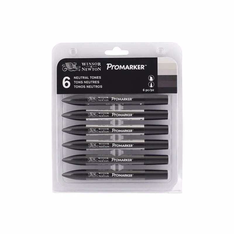 WINSOR& NEWTON Promarkers набор двухконцевых маркеров на спиртовой основе 6 цветов и 12 цветов дизайн Профессиональный маркер для художников