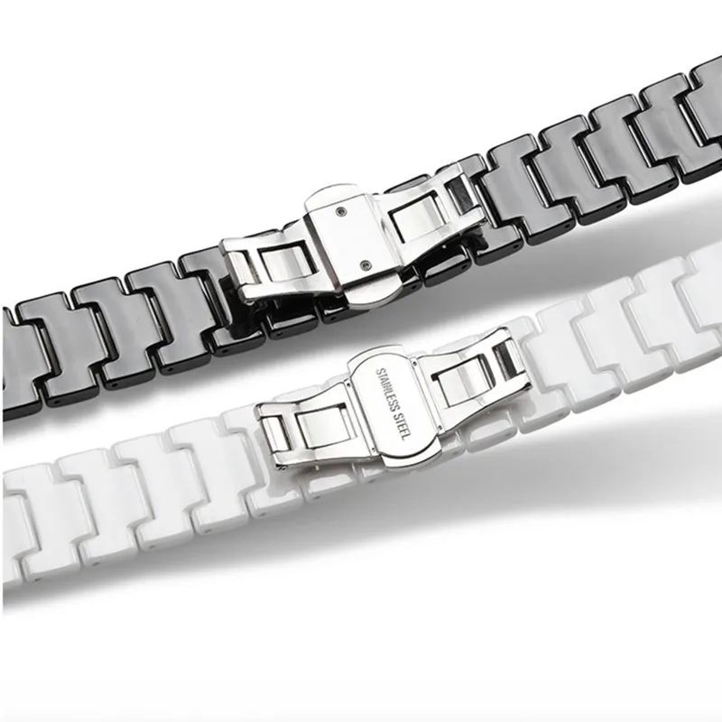 22mm/20mm Stainless Steel with Ceramic Bracelet Strap for Samsung Gear S3 Band for Galaxy Watch 46mm/42mm/Active 2 1 40mm 44mm