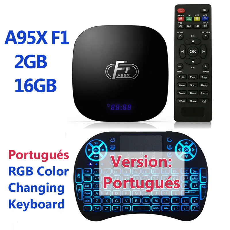 A95X F1 Set Po Смарт ТВ приставка Android 8,1 видео медиаплеер A95 F1 2 Гб ОЗУ 16 Гб Wifi приставка для монитора с удаленной клавиатурой глобальная версия - Цвет: A95X F1 Set Po
