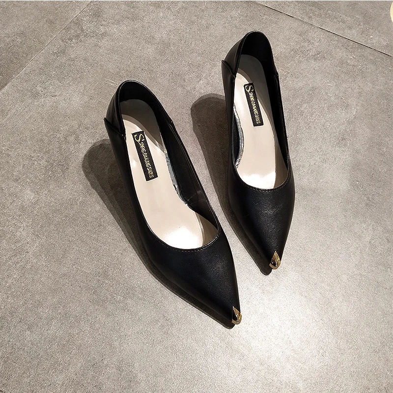 

Women Slides Metal Pointy Toe Slip on Pumps Shoes Ladies Shallow Dress Shoes Thin High Heel Female Stilettos Mules