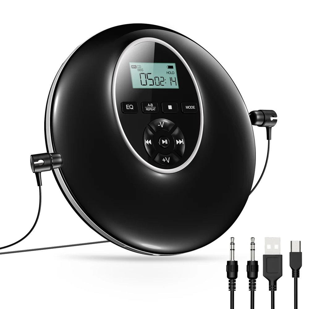 Портативный проигрыватель CD ударопрочный музыкальный Hi Fi с наушниками плеер для