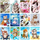 5D круглая алмазная живопись сделай сам, милая Алмазная вышивка с изображением животного, кошки, мозаика, узор, Рождественское украшение, картина, подарок