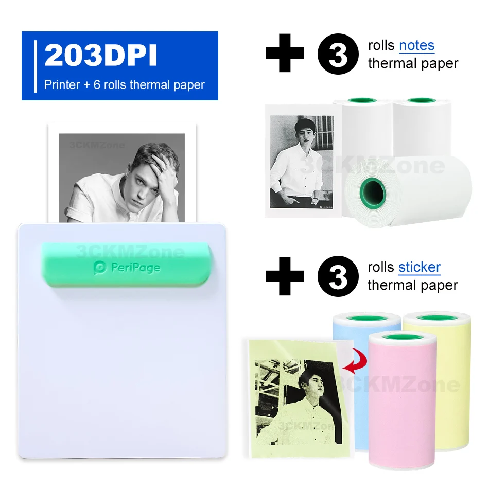 203-3notes3sticker-C Peripage Карманный bluetooth принтер для фотографий 58 мм 2 дюйма термопечать заметок беспроводной принтер ручной принтер для телефона android iOS - Цвет: 203-3notes3sticker-C