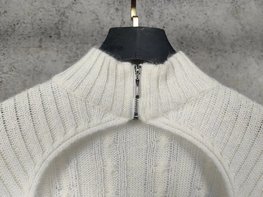 ladies 2021 new fashion long sleeve sexy casual solid color hollow wool base 1202