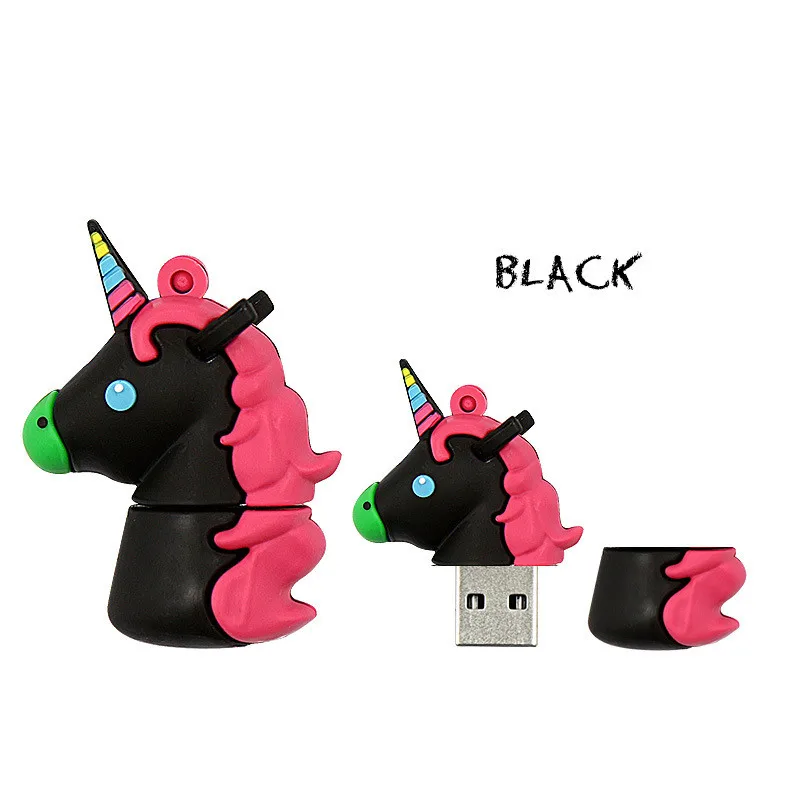 Милый Единорог в мультипликационном стиле usb флэш-накопитель 4g/8g/16g/32g/64g/128g Флеш