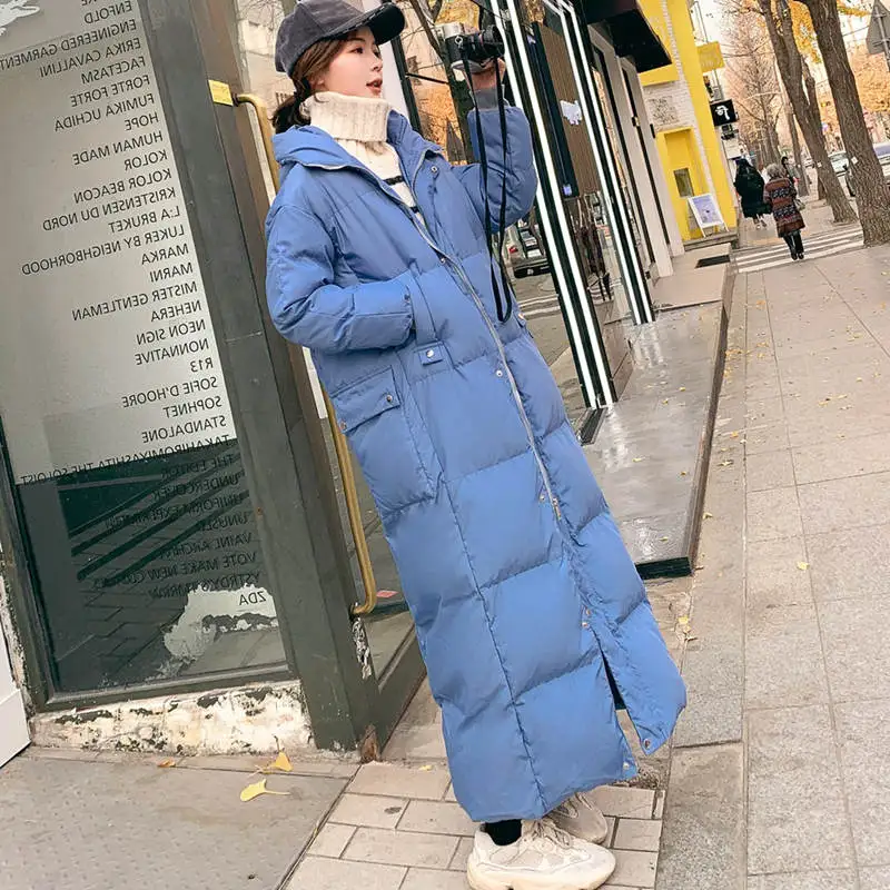 Супер длинные зимние парки пуховик с хлопковой подкладкой Женская куртка