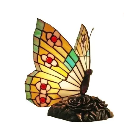 

American Stained Glass Cartoon Butterfly Modern Desk Lamp Night Lighting Bedroom Children's Room Bedside Cute Decor Table Light