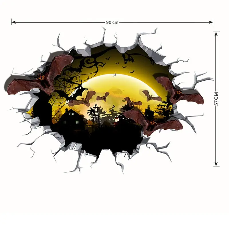 

3D Halloween Wall Sticker Pumpkin Ghost Haunted House Bedroom Living Room Removable Wallpaper Home Decor Window Art Mural Decal