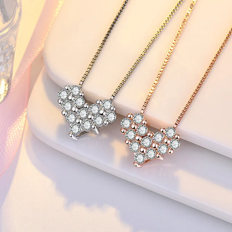 

Romantic Love Heart Shape Pendant Necklace for Women Sterling Silver Jewelry Necklace