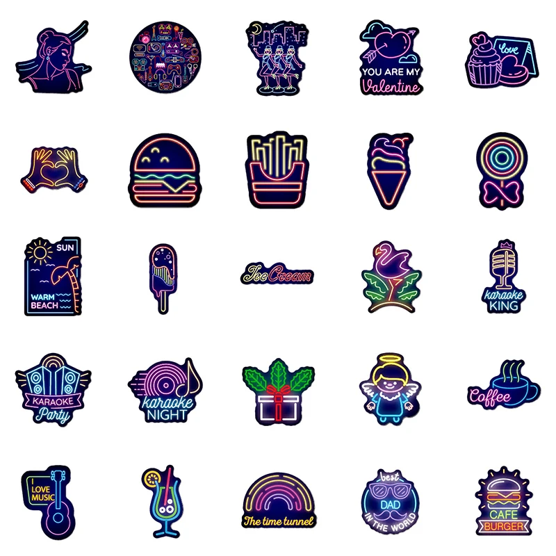 50 шт классный неоновая подсветка Стикеры (ы)/уп-голубой рисунок с героями из