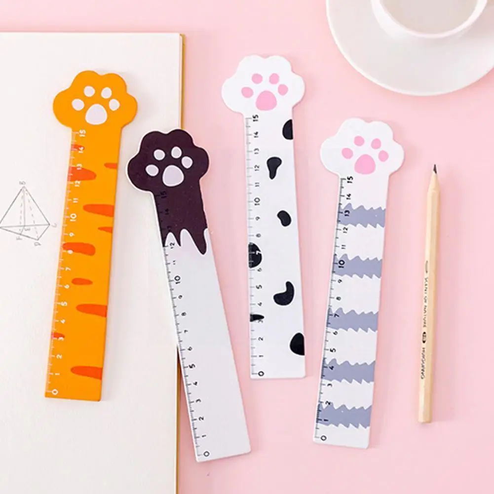 

15 CM Cute Cat Claw Wooden Ruler Kawaii Parallel Straight Drawing Rule Stationery Ruler School Scale Painting Korean For Ki T9U5