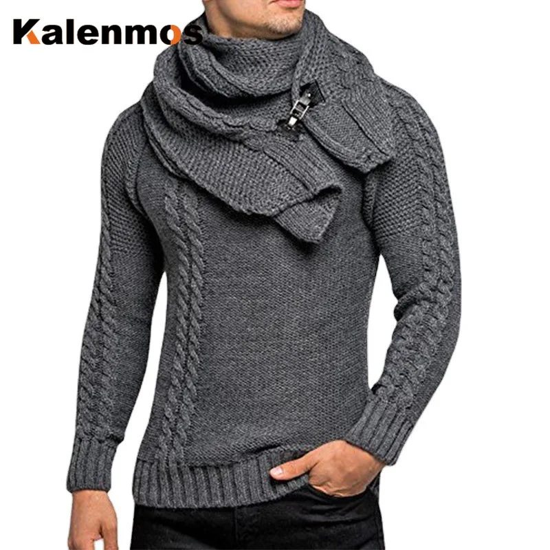 

Sweater Men Pullovers Patchwork Thick Autumn Winter Fall Casual Long Sleeve Turtleneck Knitted Streetwear Clothing Sweater Men
