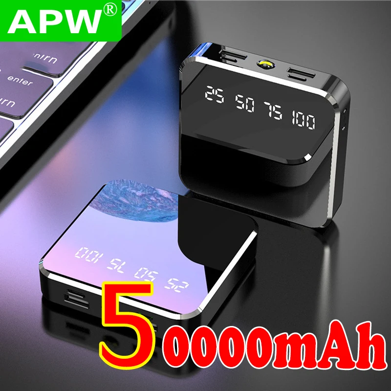 Портативное мини-зарядное устройство 50000 мАч зеркальный экран цифровой внешний