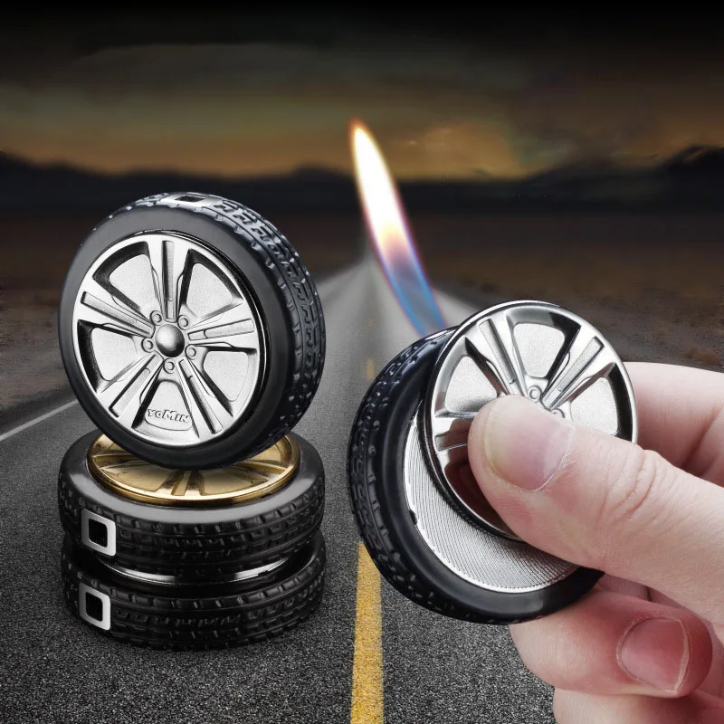 

New Funny Tyre Lighter Gas Butane Inflatable Torch Turbo Cigarettes Lighter Smoking Accessories Creative Bar Lighter Men Gift