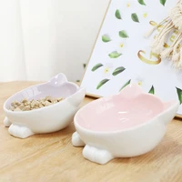 cat rice bowl dog ceramic bowl cartoon cute elk protects the cervical spine oblique mouth anti tipping pet bowl pet supplies
