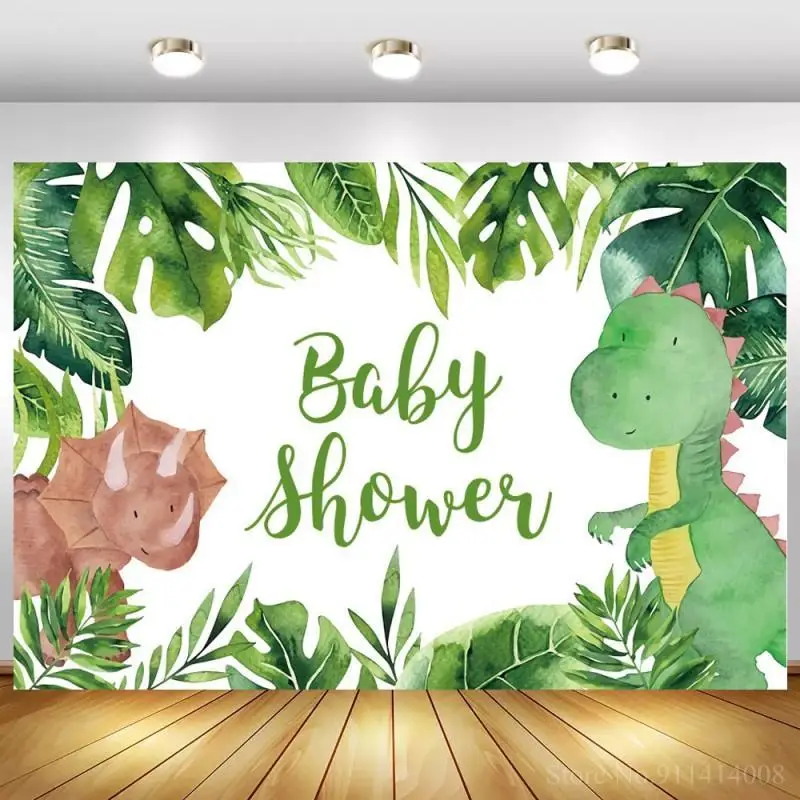 

Jungle Party Photography Backdrops Tropical Forest Green Leaves Dinosaur Baby Shower Photo Backgrounds Birthday Photozone