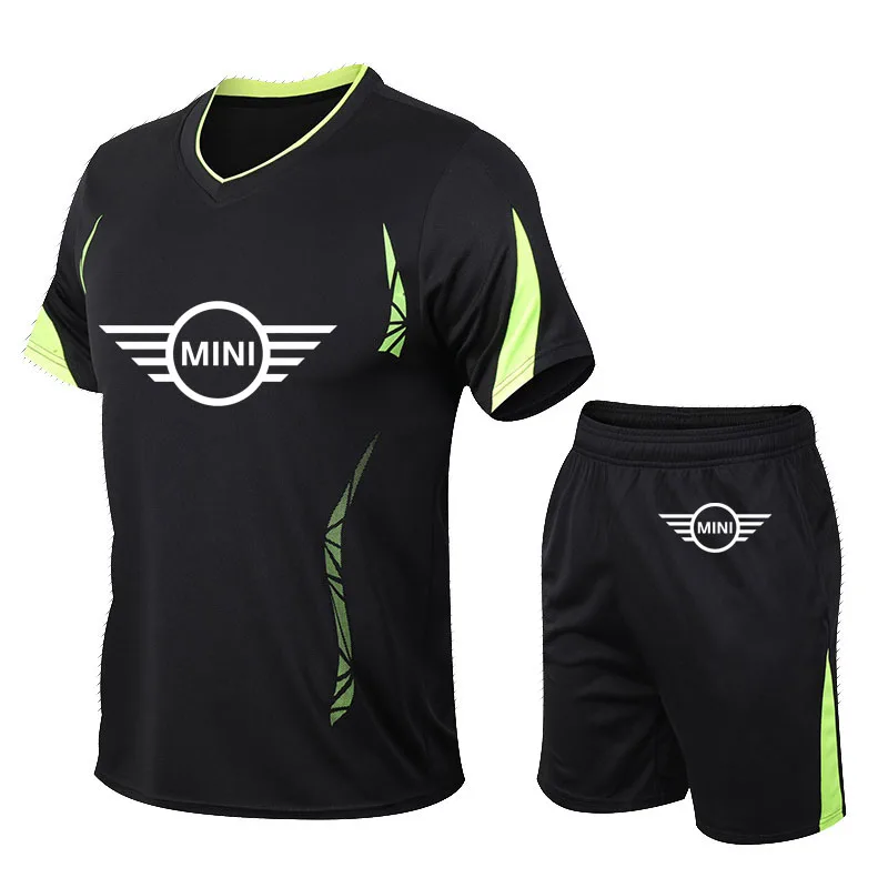 Костюм спортивный мужской из 2 предметов мини футболка с принтом логотипа машины